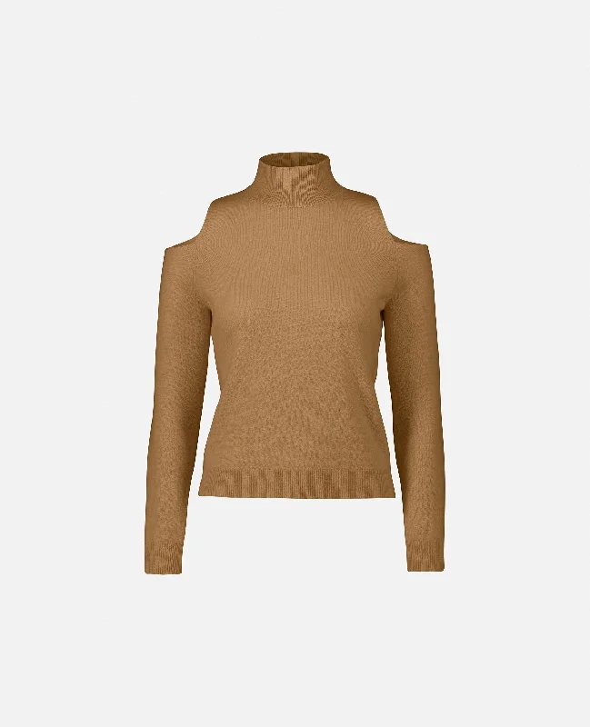 Stehkragen Pullover aus Cashmere-Mischung in Beige