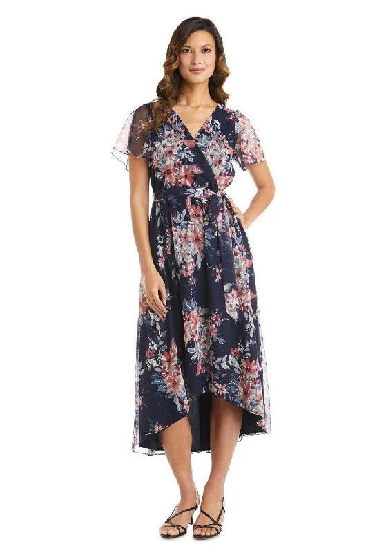 R&M Richards 7790 High Low Print Dress