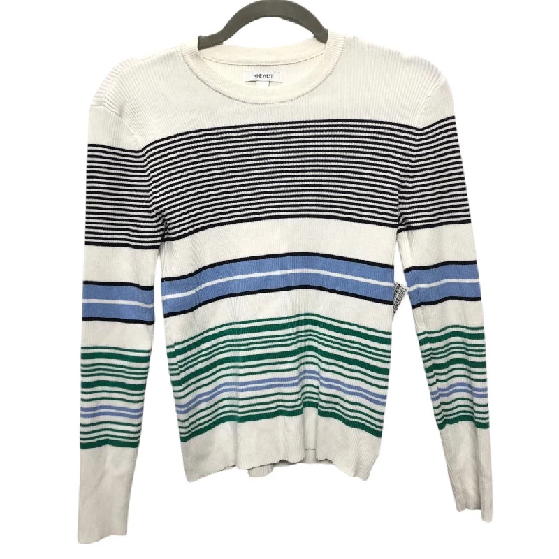 Sweater By Nine West In Green & White, Size: L