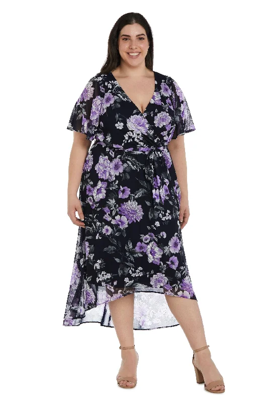 R&M Richards 9420W High Low Plus Size Print Dress