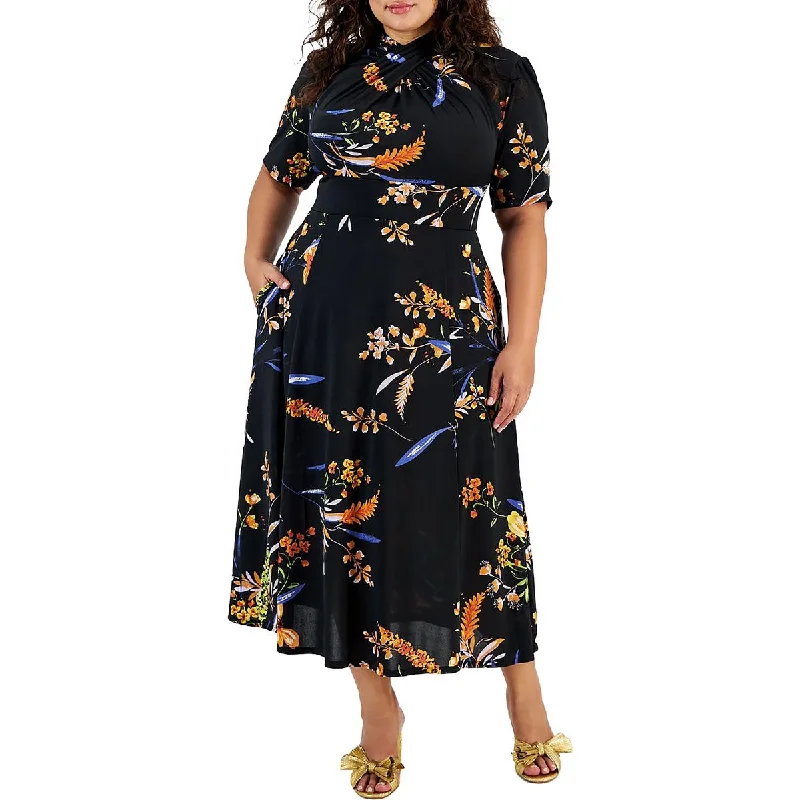 Plus Womens Floral Long Maxi Dress