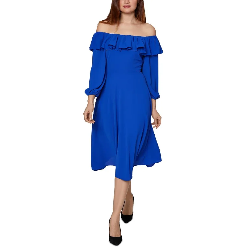 Womens Crepe Off-The-Shoulder Cocktail and Party Dress