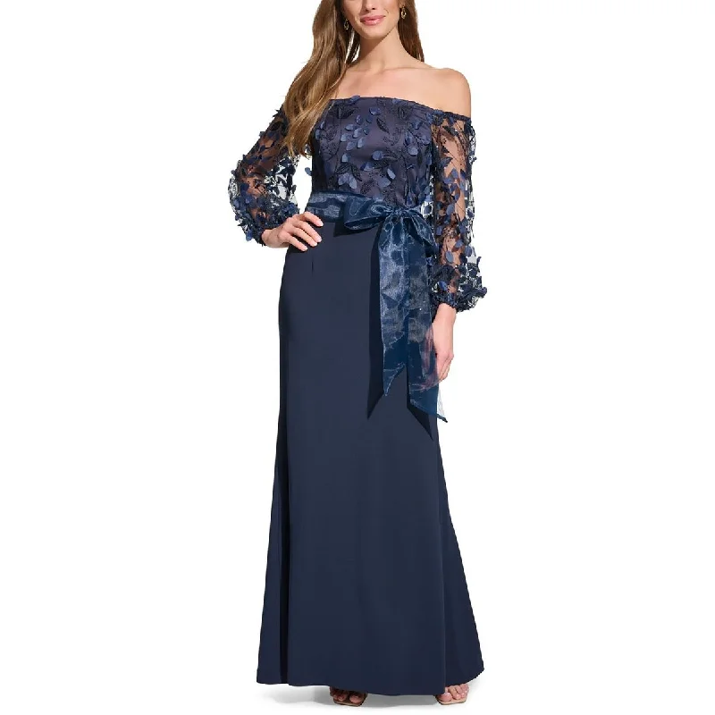 Womens Full Length Embroidered Evening Dress