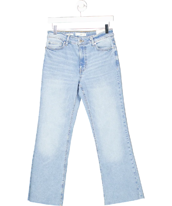 MANGO Blue Sienna Flared Cropped Jeans UK 12