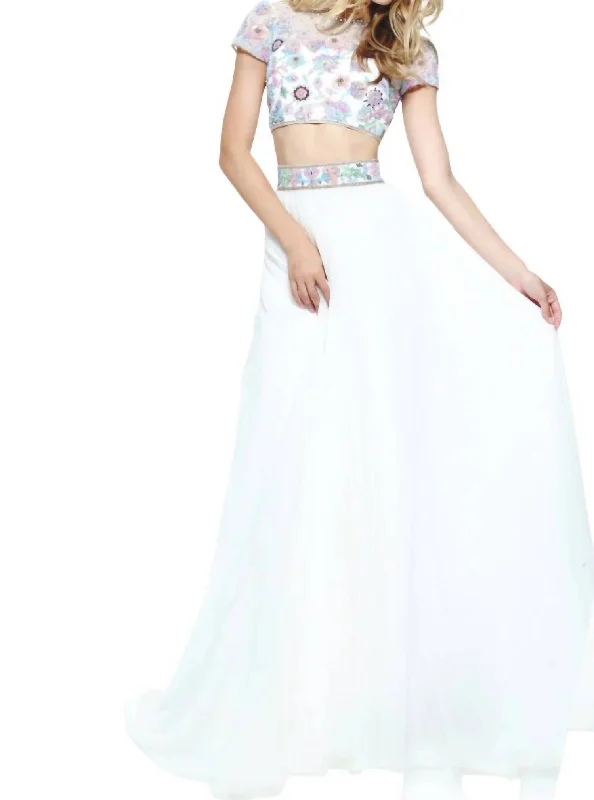 Bohemian Two-Piece Prom Dress In Ivory/multi