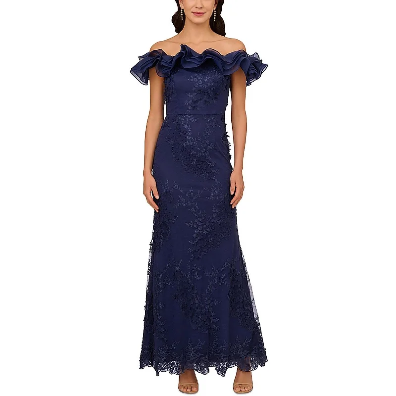 Womens Full Length Lace Evening Dress