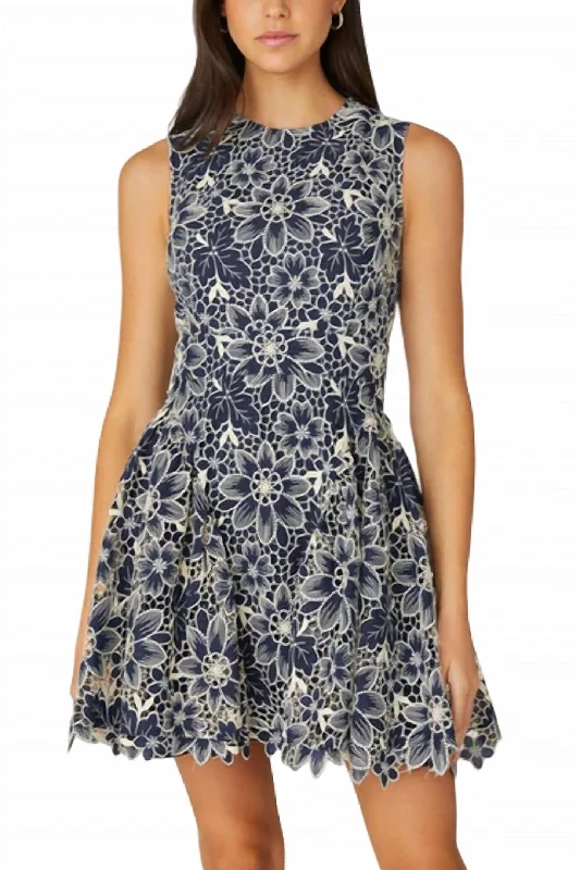 Ivy Mini Dress In Navy/ivory