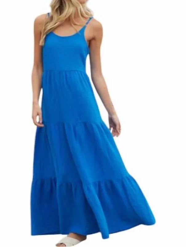 Bria Slip Midi Dress In Sapphire Blue