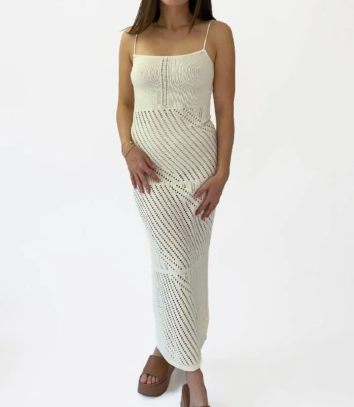 Knit Crochet Maxi Dress In Ivory