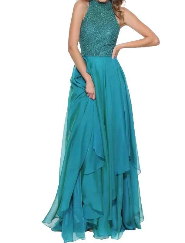 Halter Prom Dress In Jade