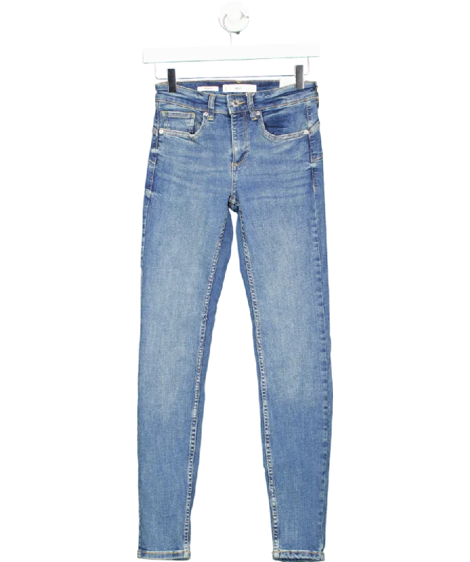 MANGO Blue Skinny Cropped Jeans UK 6