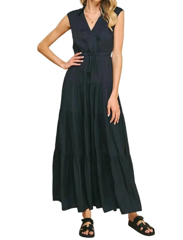 Sleeveless Tiered Maxi Dress In Ink