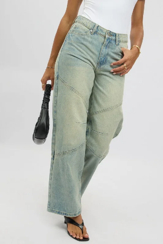 Denim Barrel Jeans Low Rise