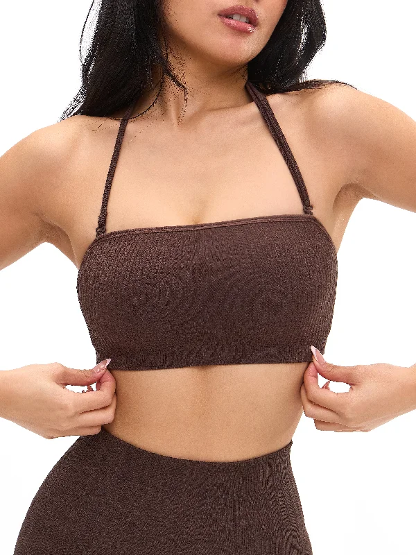 Seamless Ribbed Bandeau - Coffee