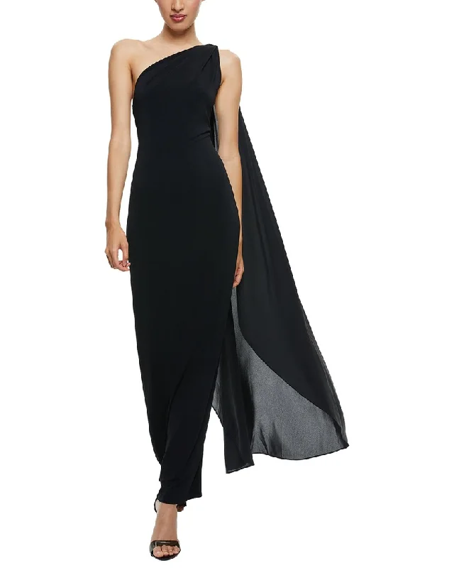 alice + olivia Anja One Shoulder Draped Maxi Dress