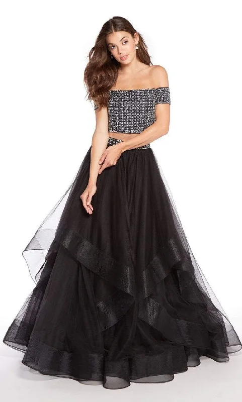 Alyce Paris 60208 - Off Shoulder Adorned Croptop A-LIne Tulle Gown