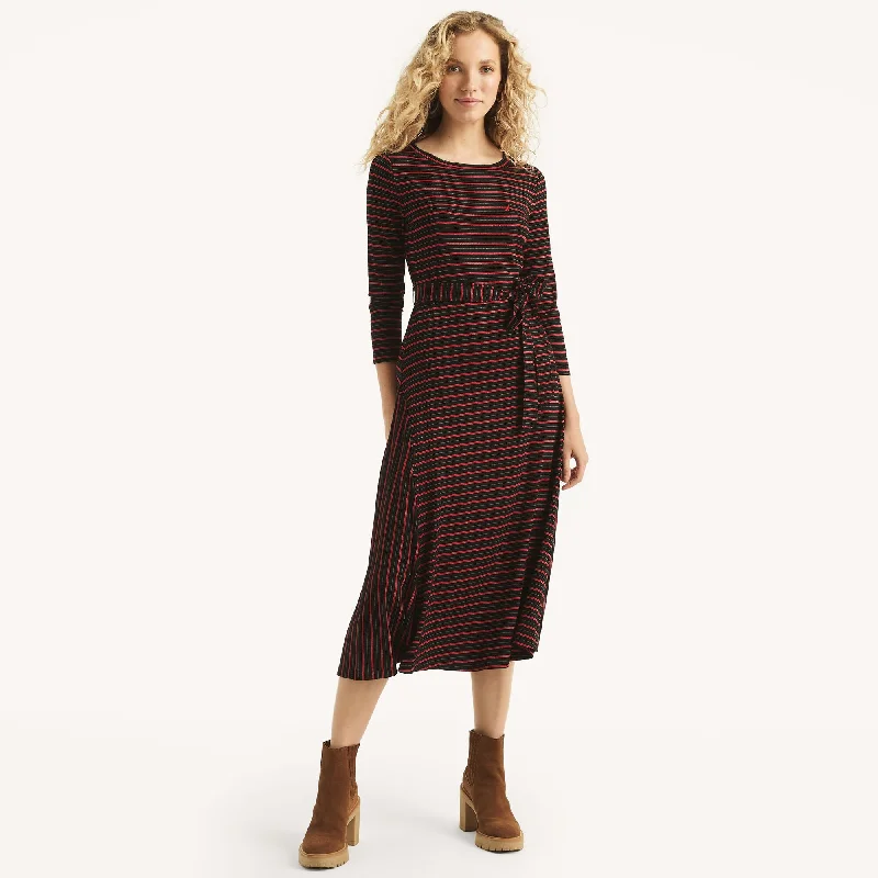 Nautica Womens Striped Midi Dress