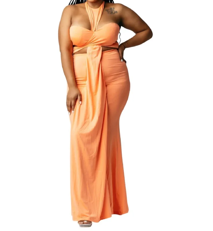 Sleeveless Maxi Dress With Cutout In Coral