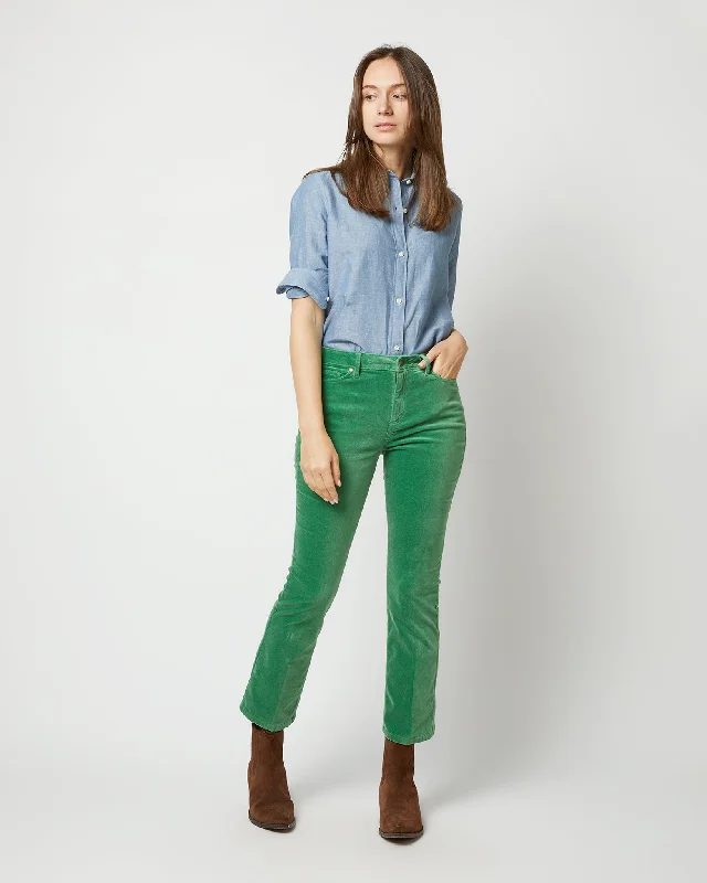 Flare Cropped 5-Pocket Jean in Apple Stretch Velveteen