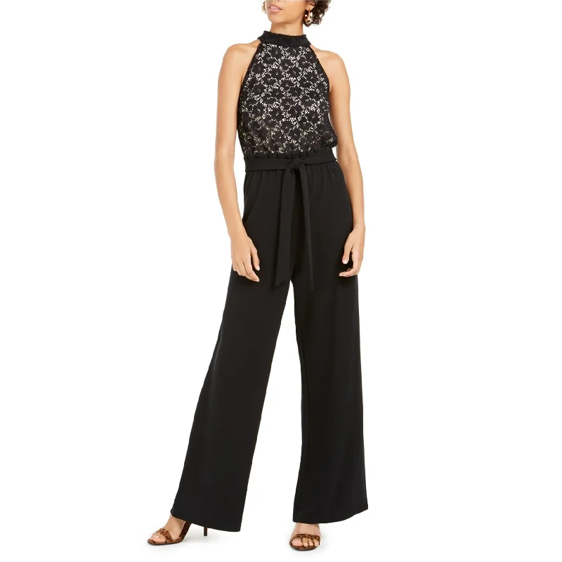 Ultra Flirt Womens Lace Top Jumpsuit, Black, X-Large