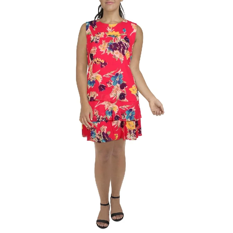 Georgette Womens Floral Short Mini Dress