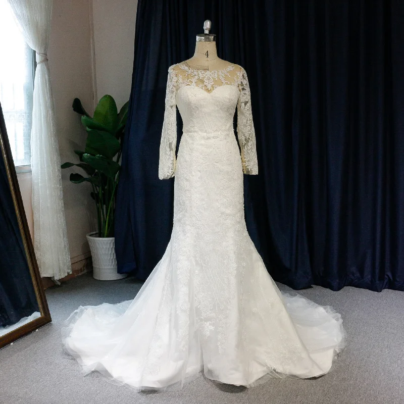 Long Sleeve Figure-Flattering Mermaid & Trumpet Wedding Dress