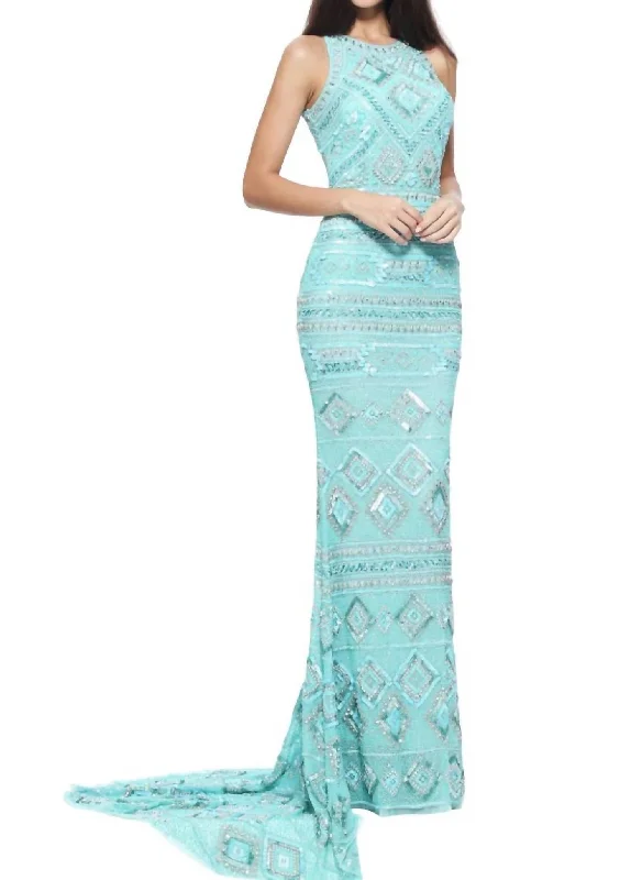 Back-Less Prom Dress In Aqua