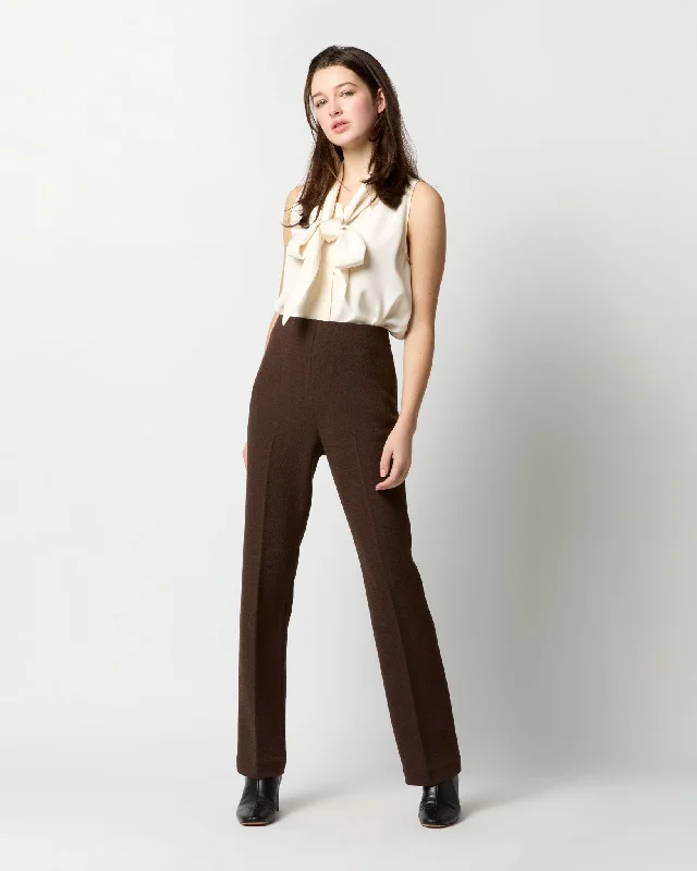 Alice Pant in Chocolate Double-Faced Stretch Wool Crepe