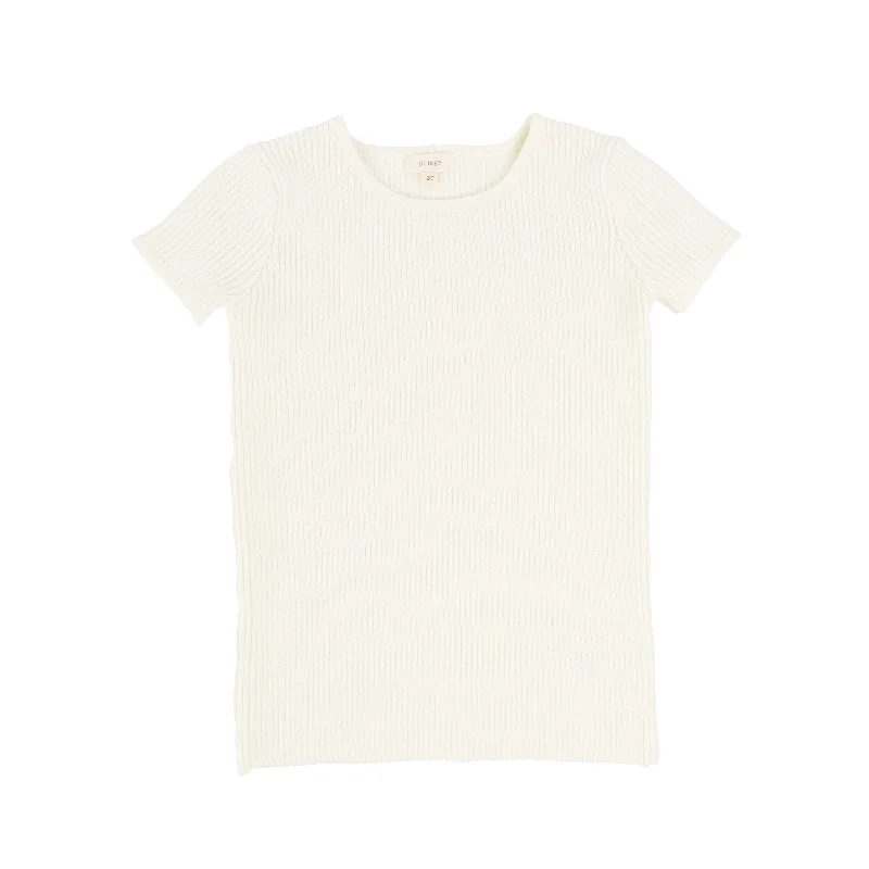 Lil Legs Knit Crewneck Sweater Short Sleeve - Ivory