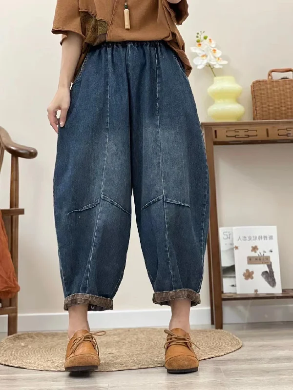 Spring Retro Fade Loose Harem Denim Pants