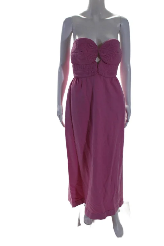 Adriana Degreas Womens Cotton Strapless Keyhole Slit Maxi Dress Pink