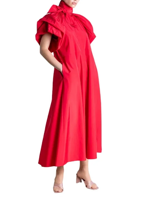 Long Taffeta Dress In Red