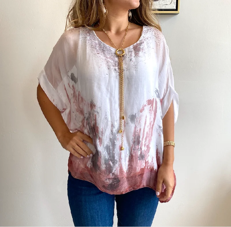 Watercolor Chiffon Flowy Top