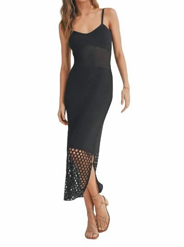 Net Midi Dress In Black