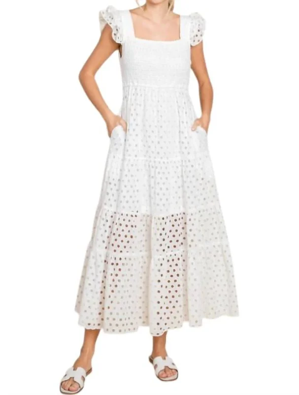 Eyelet Maxi Dress In White