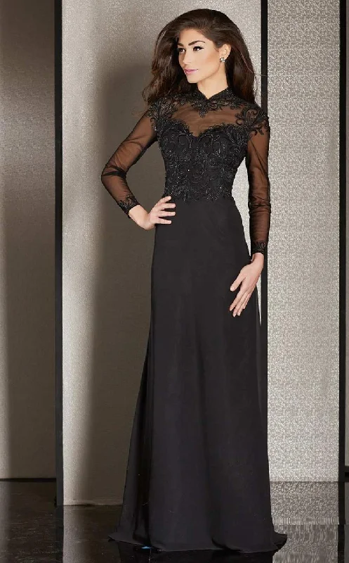 Clarisse - M6212 Embroidered Illusion Long Sleeve Gown