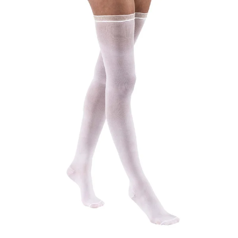 JOBST Anti-Embolism Compression Stockings, 18 mmHg, Thigh High, Closed Toe, White