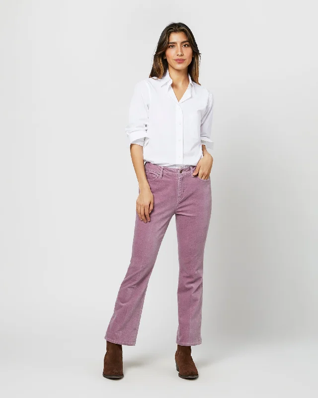 Flare Cropped 5-Pocket Jean in Lavender Stretch Velveteen