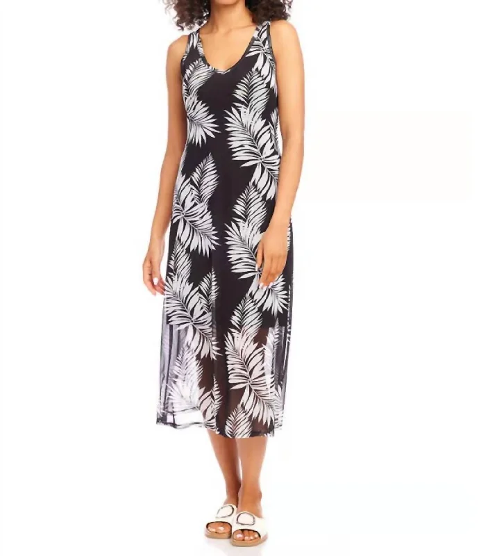 V Neck Midi Dress In Print