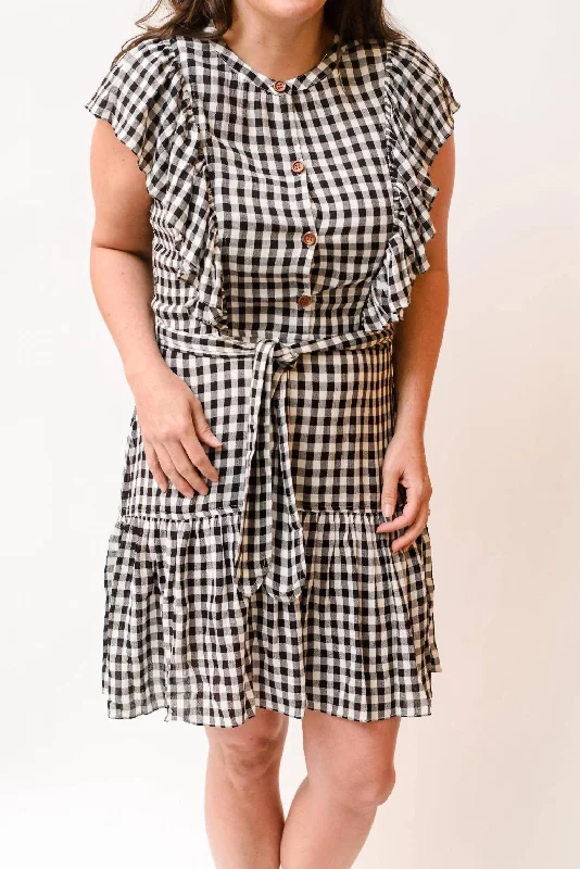 Simona Mini Dress In Black Gingham