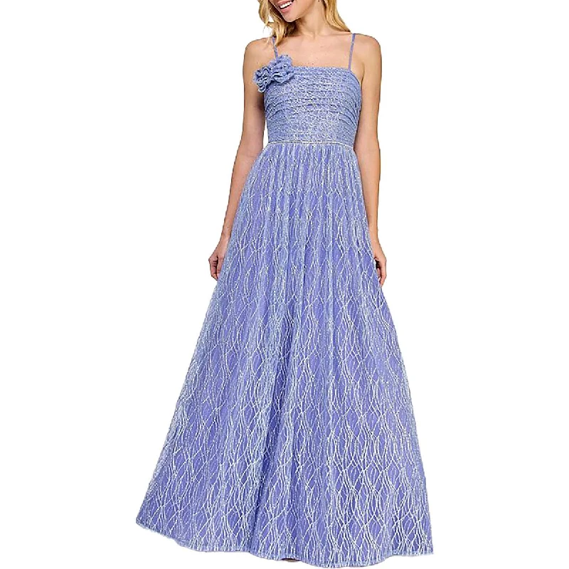 Juniors Womens Glitter Layered Maxi Dress