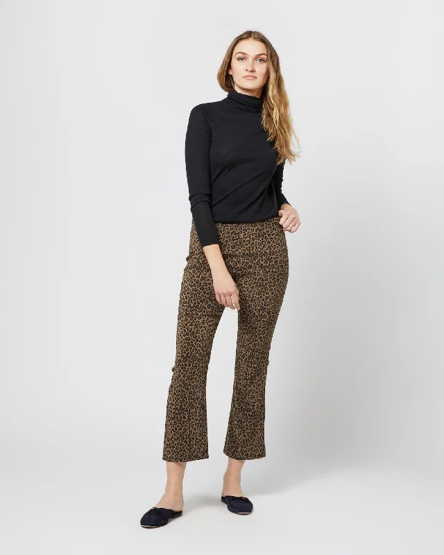 Faye Flare Cropped Pant in Olive Leopard