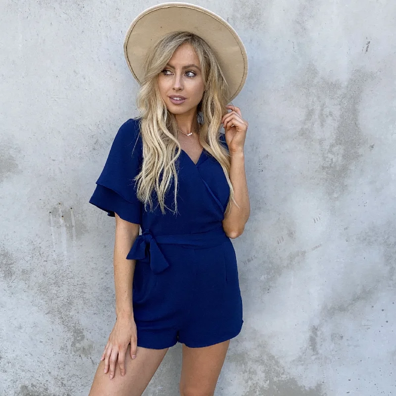 Ring My Bell Navy Blue Romper