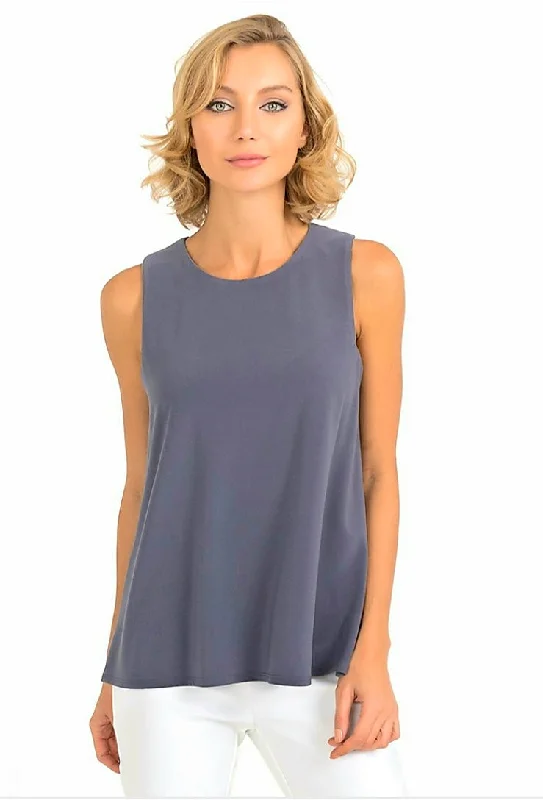 Joseph Ribkoff Sleeveless Round Neck Open Bottom Top