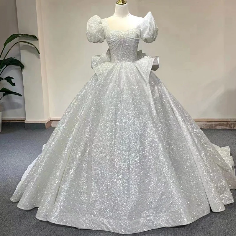 Princess Cap Sleeves Ball Gowns Backless Wedding Dresses