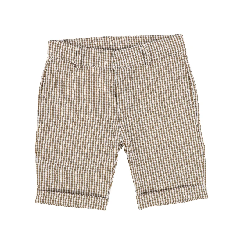 Analogie Gingham Boys Shorts - Caramel