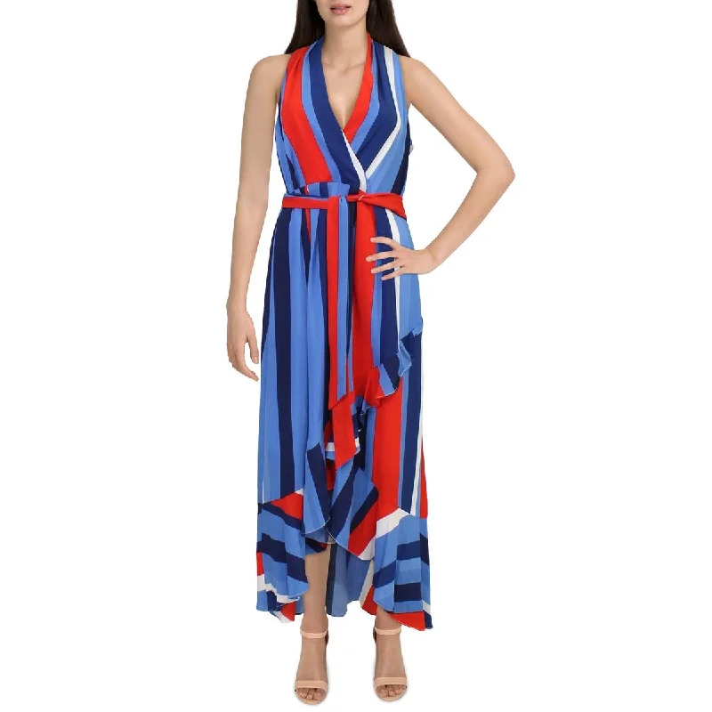 Womens Striped Sleeveless Maxi Dress