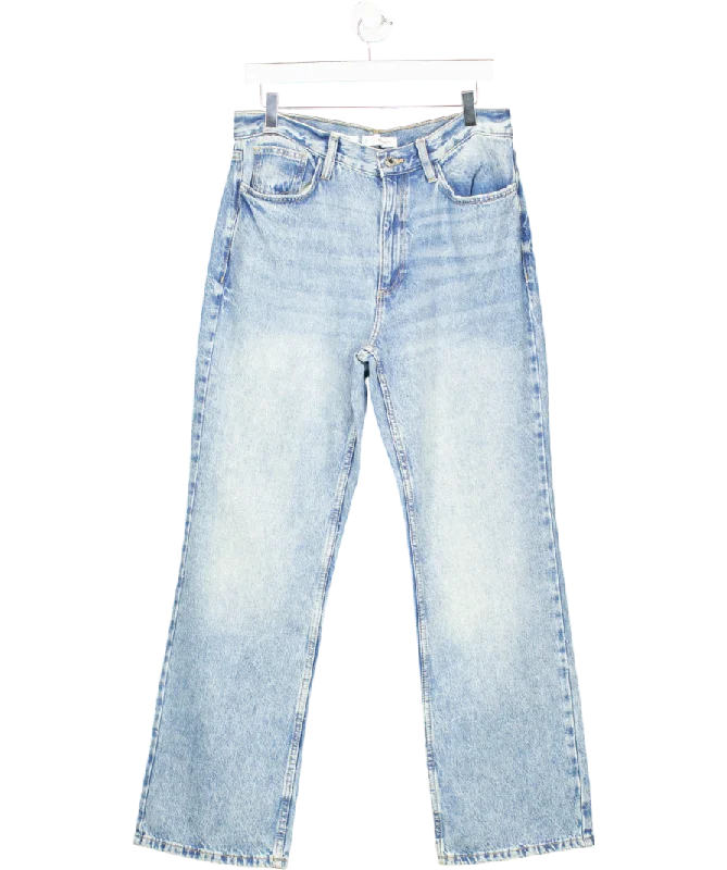 MANGO Blue Mid-rise Straight Jeans UK 14