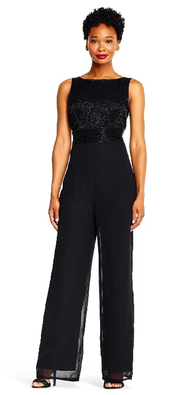 Adrianna Papell - Beaded Sleeveless Top Chiffon Jumpsuit AP1E202207SC