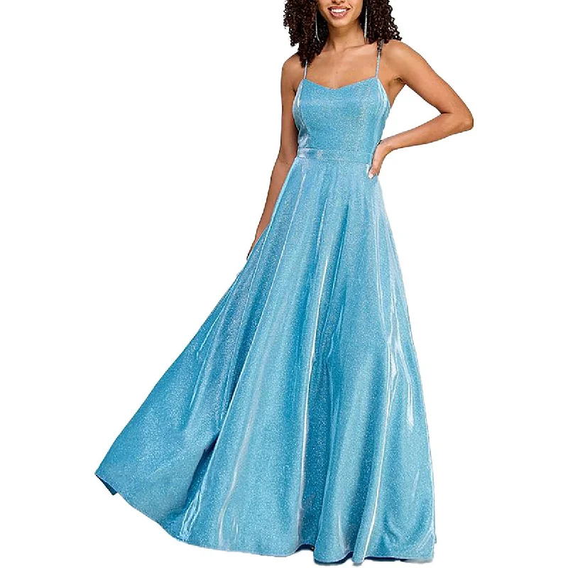 Juniors Womens Maxi Glitter Evening Dress